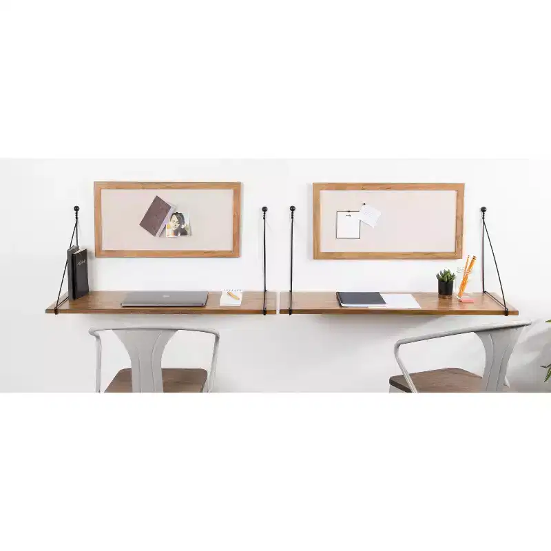 Kate and Laurel Vista Wall Mounted Wooden Desk Shelf