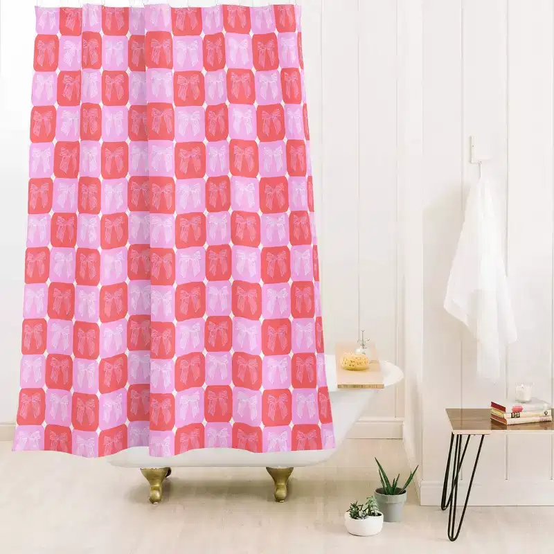 Deny Designs Krissy Mast Checkerboard Bows in Pink Shower Curtain