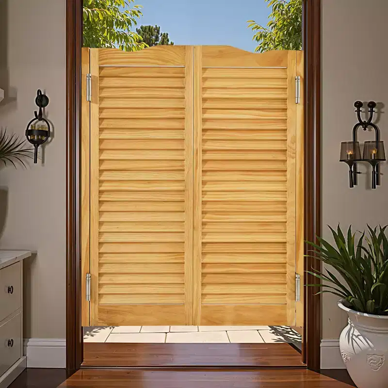VEVOR Double Saloon Doors, 32W x 42 H Arched Top Interior Swinging Cafe Doors, Premium Pine Wood, with Hinges & Hardware Kit, Log Color