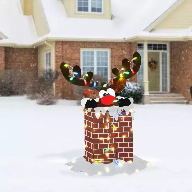 National Tree Company 47" Pre-Lit Reindeer in Chimney Christmas Novelty Light