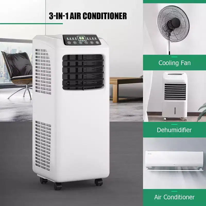 Costway 5500 BTU (9000 BTU ASHRAE) 3-in-1 Portable Air Conditioner w/Built-in Dehumidifier and Window Kit