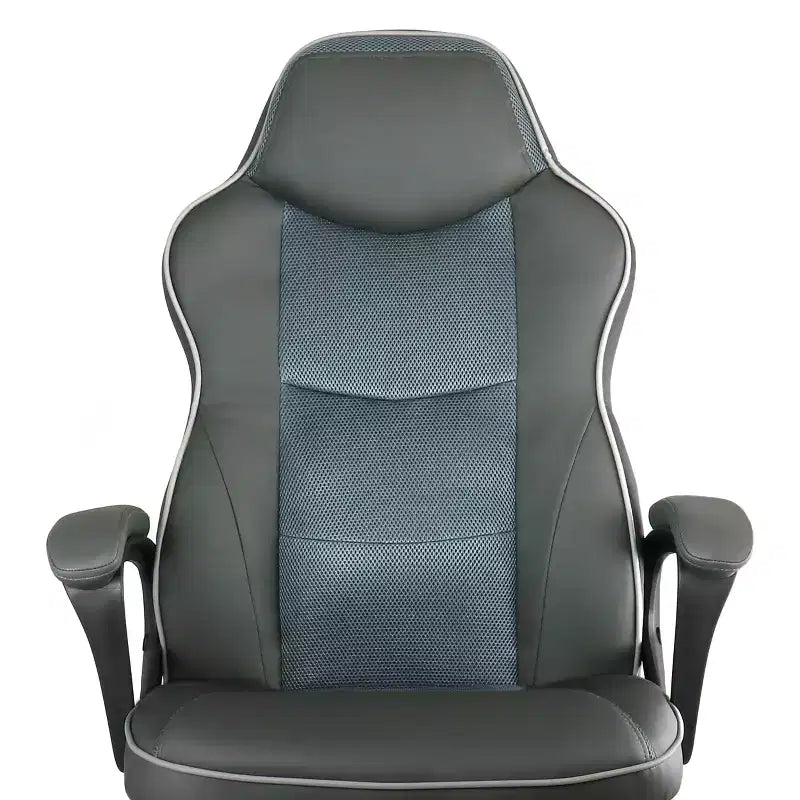 Elama High Back Faux Leather Adjustable Office Chair in Charcoal Grey
