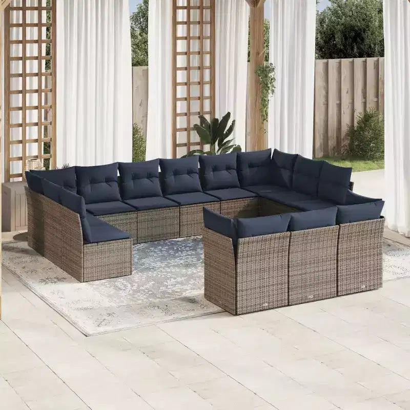 vidaXL 13 Piece Patio Sofa Set with Cushions Poly Rattan