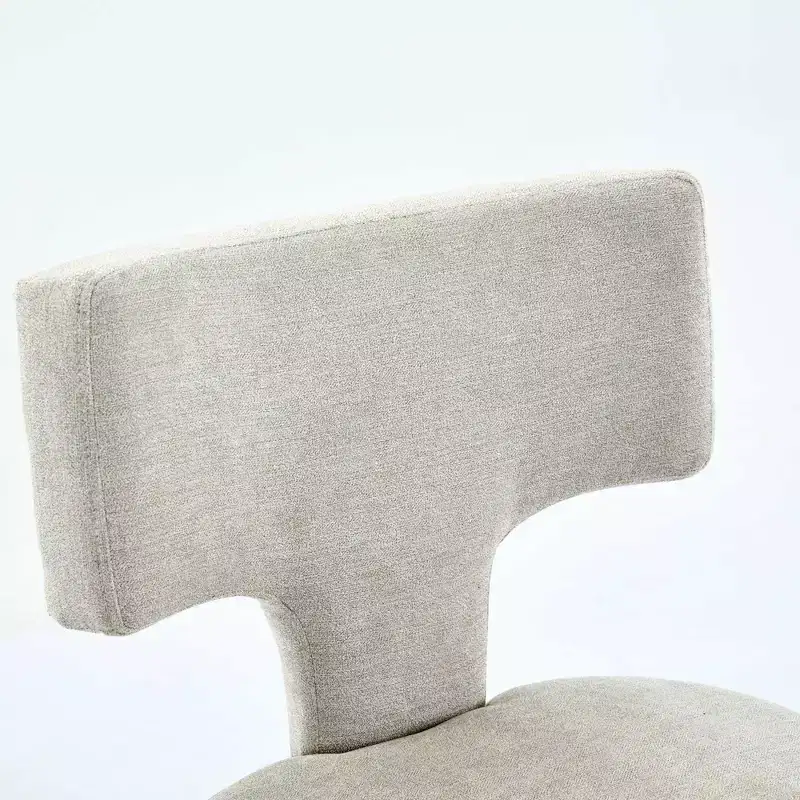 CLIHOME Set of 2 Mid Century Counter Height Bar Stools, Farmhouse Linen Fabric Upholstered Kitchen Accent Chair Curved Backrest