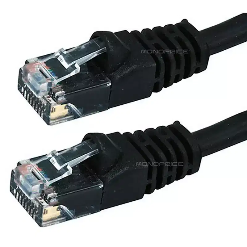 Monoprice Cat5e Ethernet Patch Cable - 50 Feet - Black | Network Internet Cord - RJ45, Stranded, 350Mhz, UTP, Pure Bare Copper Wire, 24AWG
