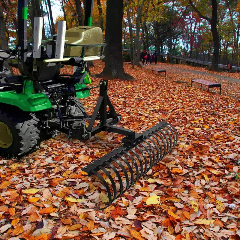 Landscape Rake, 49 in Pine Straw Rake with 17 Tines, Landscaping Rake Compatible with 2 in Receiver, Applicable to Lawn Tractors or ATV/UTV