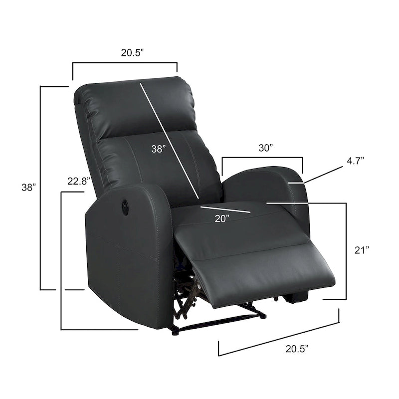 Modern Faux Leather Small Powered Reading Recliner