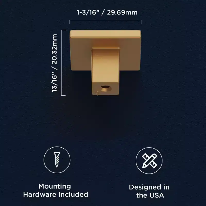 Heritage Tempo Cabinet Knobs 10pk Brushed Brass 1-3/16 Square Drawer Pulls