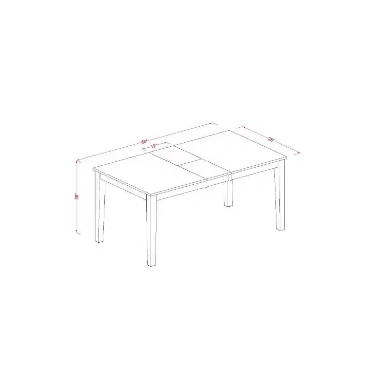 Renaissance Dining Set 5-Piece Rectangle Table & Chairs - 54/66 Inch Extendable Table