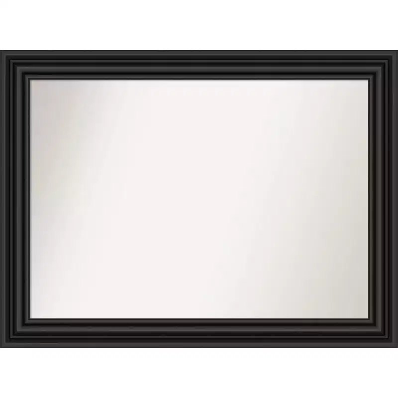 44 x 33 Non-Beveled Colonial Black Wall Mirror - Amanti Art: Modern Rectangle, Includes Mounting Hardware