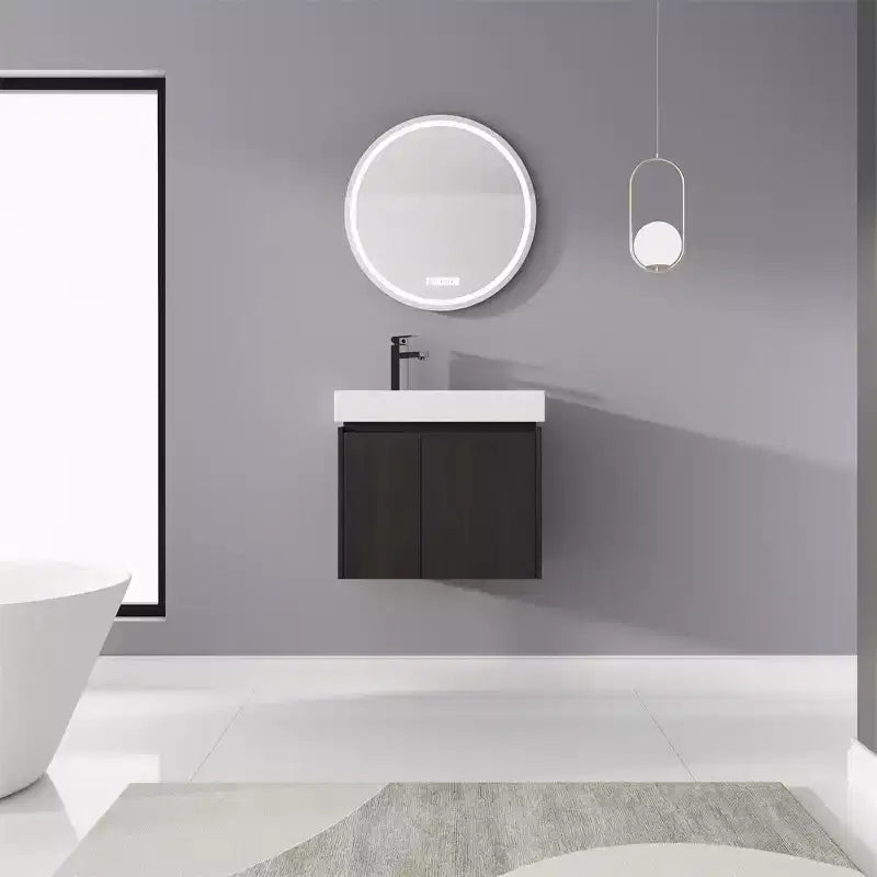 Bathroom Vanity 24-Inch With Top Sink, Wall-Mounted Floating Storage Cabinet, Modern 2-Door Vanity Sink Combo for Home Bathroom Decor