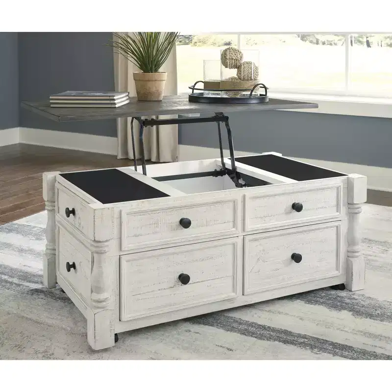 Signature Design by Ashley Casual Havalance Lift-Top Coffee Table, White/Gray
