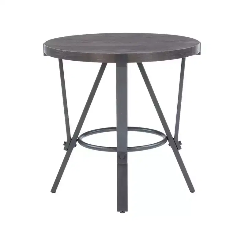 Powell 3pc Galway Wood Top and Charcoal Gray Metal Round Coffee and Side Table Set Charcoal Brown: Rustic Living Room Furniture Set