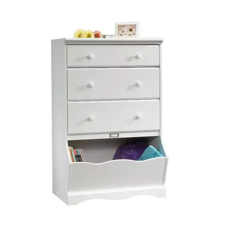 HomeStock 7.25 in.H Wood Composite Vertical Dressers with 3 - Drawers in White Finish