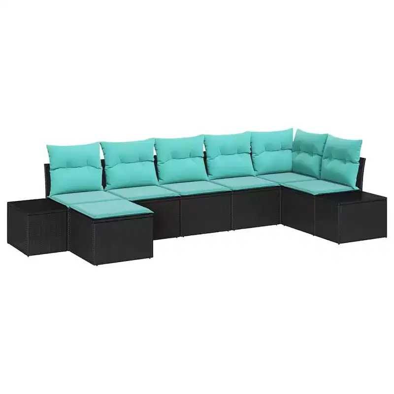 vidaXL Garden Sofa Set with Cushion 7 pcs Brown Poly rattan