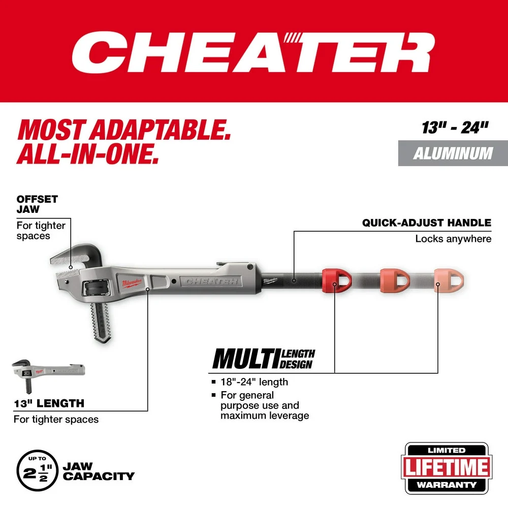 Aluminum Offset Adaptable Pipe Wrench with Quick Slide Adjust