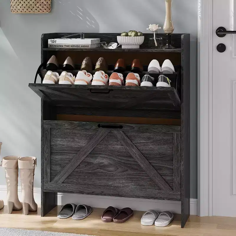 Acekool Slim Shoe Storage Cabinet for Entryway, 2 Flip Drawer Hidden Shoe Rack, Narrow Shoe Organizer
