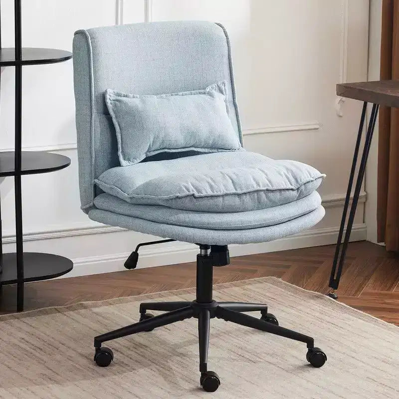 Light Blue / Light Gray / Light Pink / Off-white Upholstered Armless Swivel Office Chair, Single