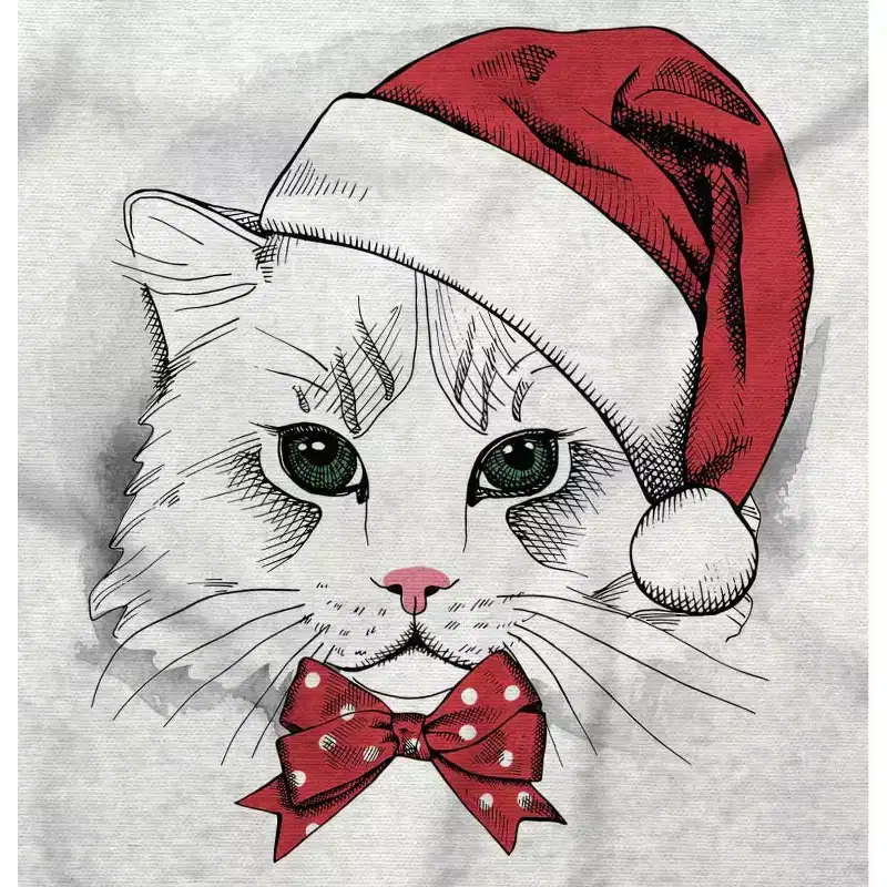 Cute Santa Kitty Merry Christmas Hoodie Sweatshirt Women Men Brisco Brands