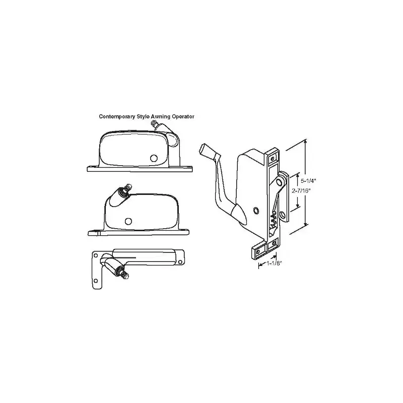 Brixwell 41-637p D Awning Operator Mill contemporary Style awO-025-LH-Ml straight Link Arm