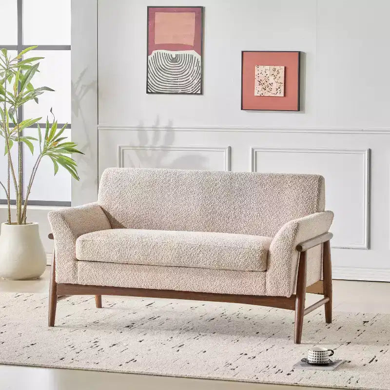 Christopher Knight Home Emma Modern 57.5 Elm Wood Frame Upholstered Loveseat