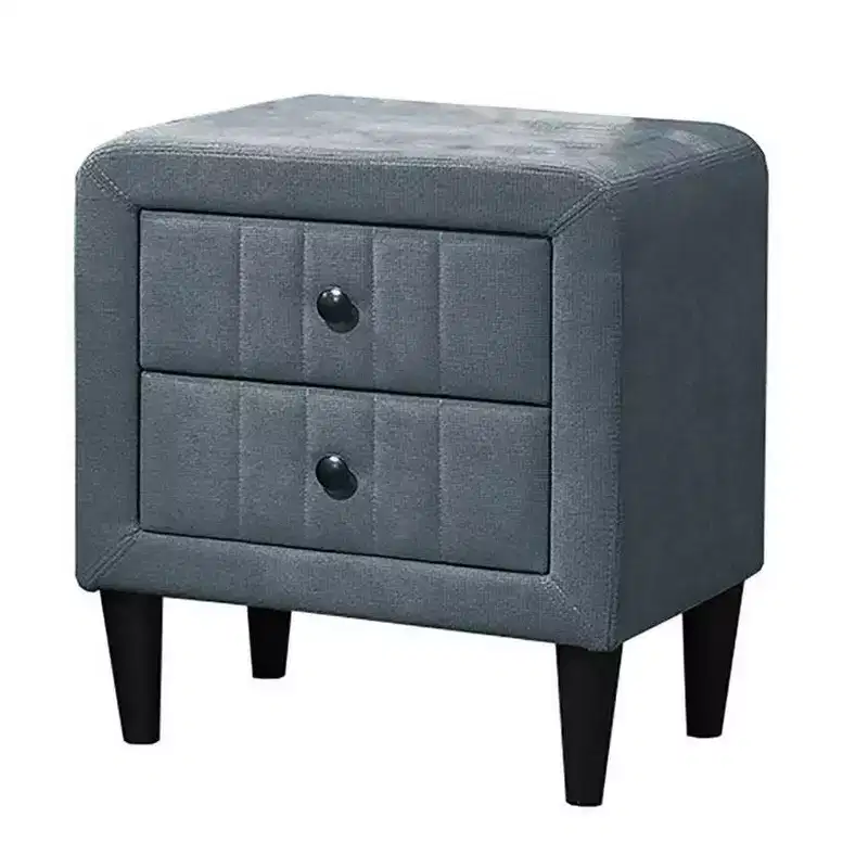 Royal Hampton Nightstand, 2 Drawer, 22 Inch Slate Gray Brushed Linen Upholstery