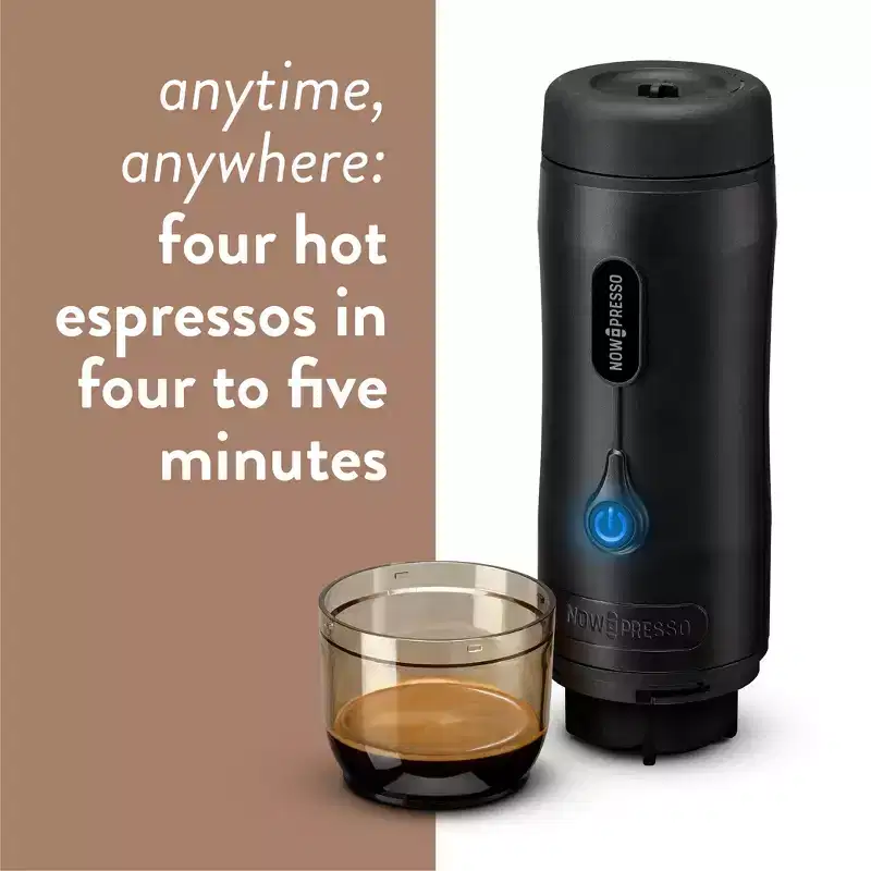 NowPresso Premium Portable Espresso Machine with Dual Heating Element, Battery Powered Coffee Maker with USB Charging Cable
