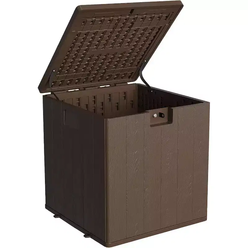 COZONY 28 Gallon Outdoor Deck Box, Heavy Duty Waterproof Resin Storage Locking Lid for Patio Cushions Gardening Supplies Package Protection