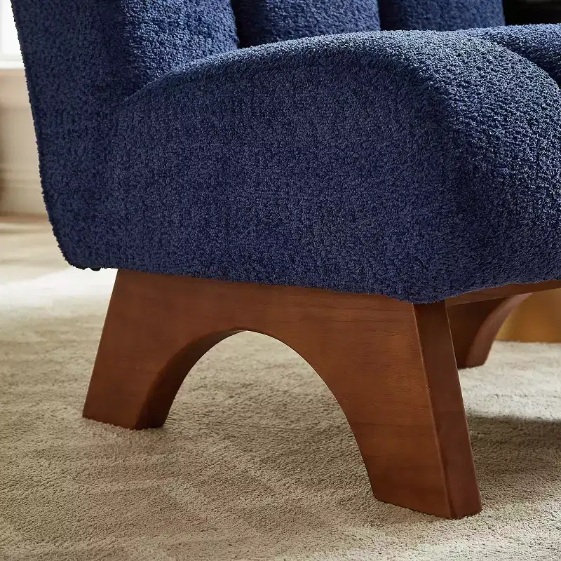 Art Leon Polar Fleece Fabric Upholstered Accent Slipper Chair with Rubber Wood Legs
