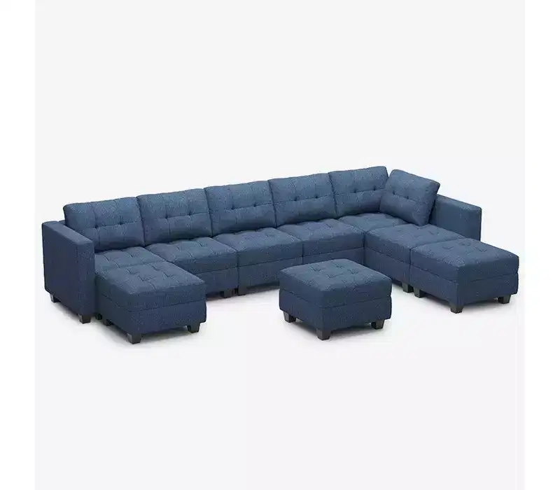 Belffin Modular Weave Sofa with Storage Seat and Ottoman (8 Seats + 8 Sides)