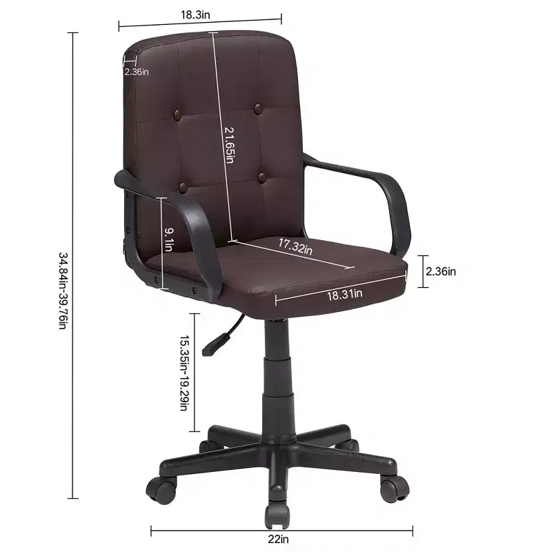 VECELO Home Office Desk Chair with Armrests, Mid Back Adjustable Height