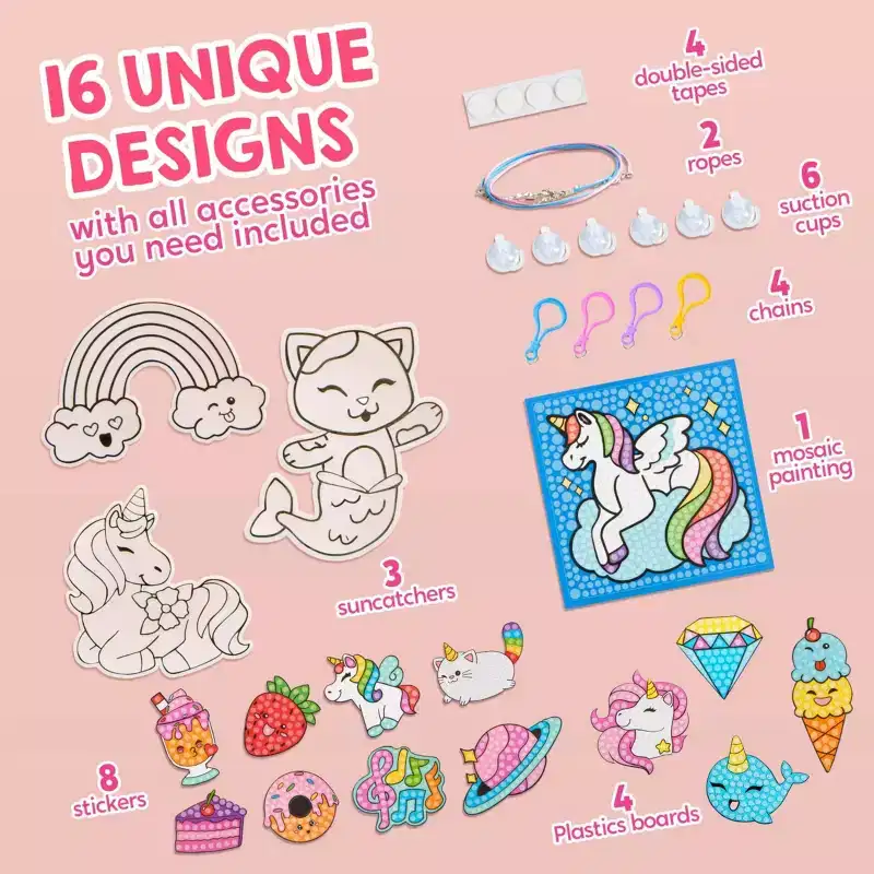 Joyfy 16 Projects Big Gem Art, 5D Gem Painting Activities Kits for Kids, Diamond Arts And Crafts, Ideal Christmas Birthday Gift for Girls 6-12