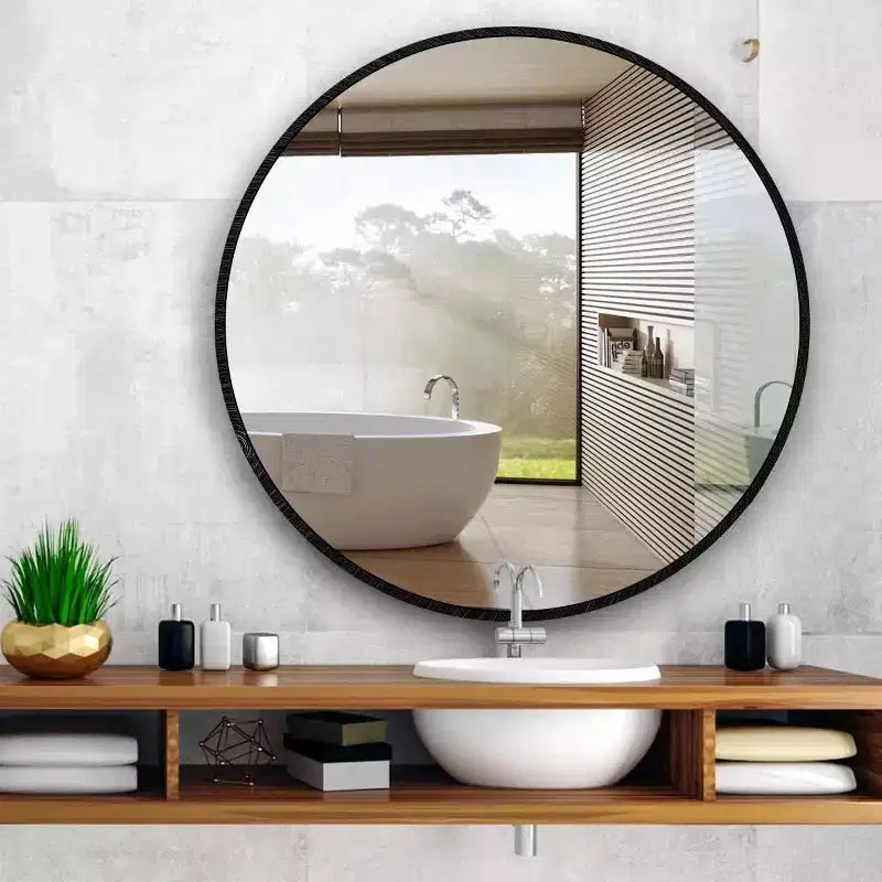TUYOHW 39 Inch Wall Mount Bathroom Mirror,Modern Round Wall Mount Vanity Mirror with Metal Frame for Bathroom,Bedroom
