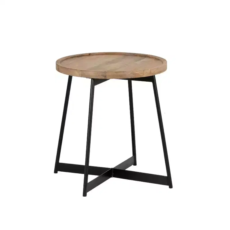 Wood and Metal Side Table, Natural