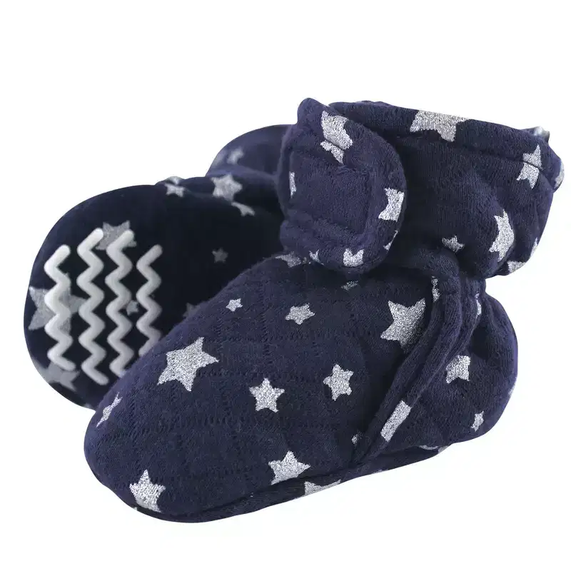 Hudson Baby Baby and Toddler Quilted Booties, Metallic Stars