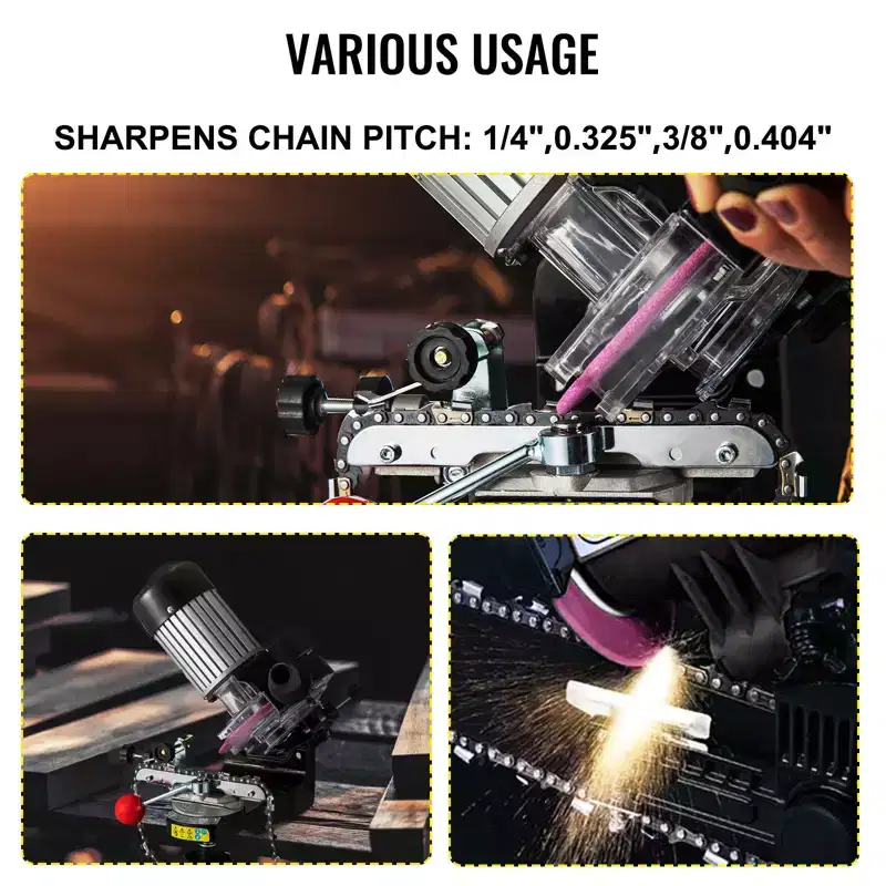 VEVOR Electric Chainsaw Sharpener, 230W Professional Multi-Angle Adjustable Chain Grinder 3000RPM, for 1/4 to 2/5 Chains, Black