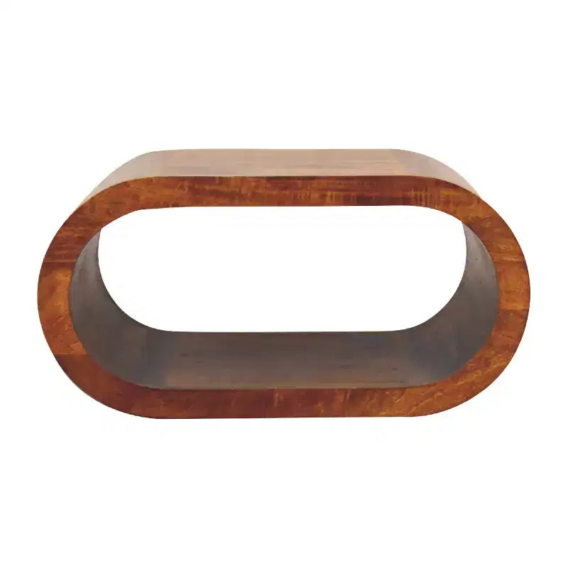 Wood Coffee Table - Chestnut Finish, Pedestal Base