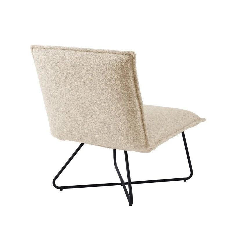 Pillow Accent Chair | Black Stripe Tan Fabric | Metal Wire Base | 26.5W Seat | Modern