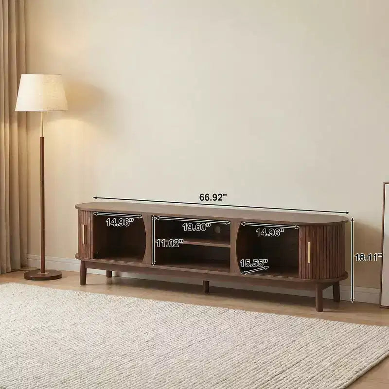 JVNOXKModern Farmhouse TV Stand for 75 TVs, Wood Entertainment Center with Storage Cabinet, TV Console Table for Living Room