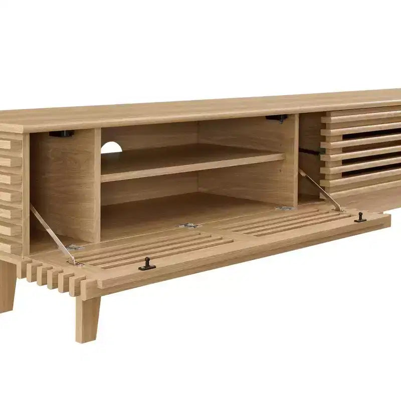 Render TV Stand for TVs up to 80 Brown - Modway: Mid-Century Modern, Adjustable Shelves, Cable Management