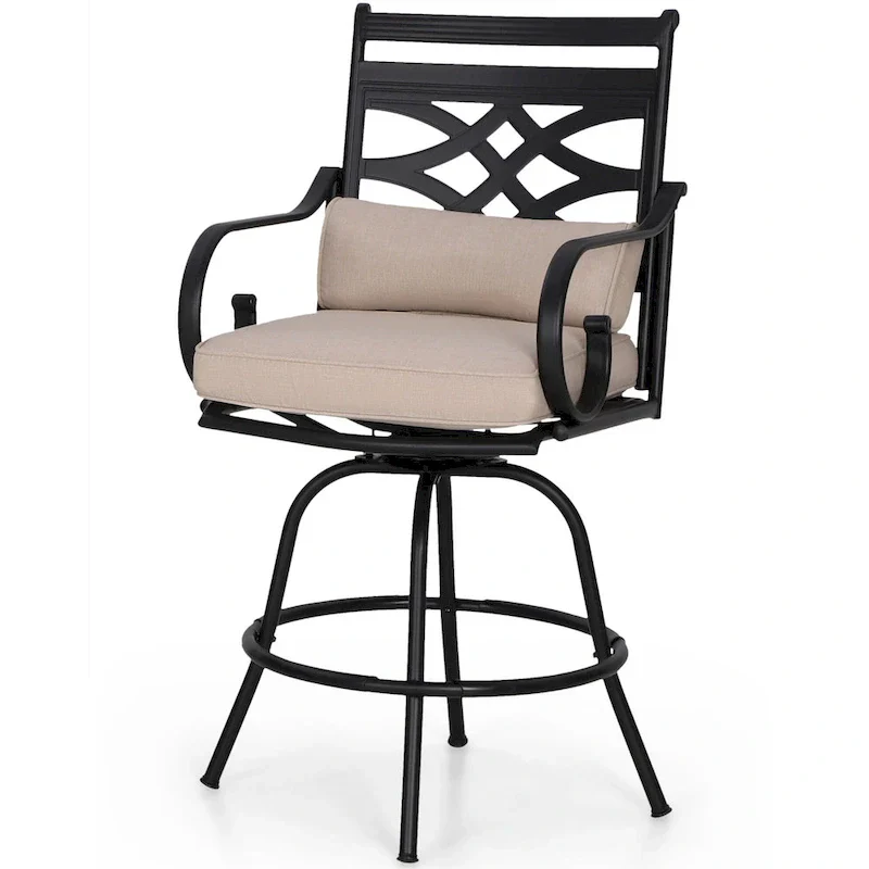 Outdoor Swivel Metal Cushioned Bar Height Patio Chairs Set of 4