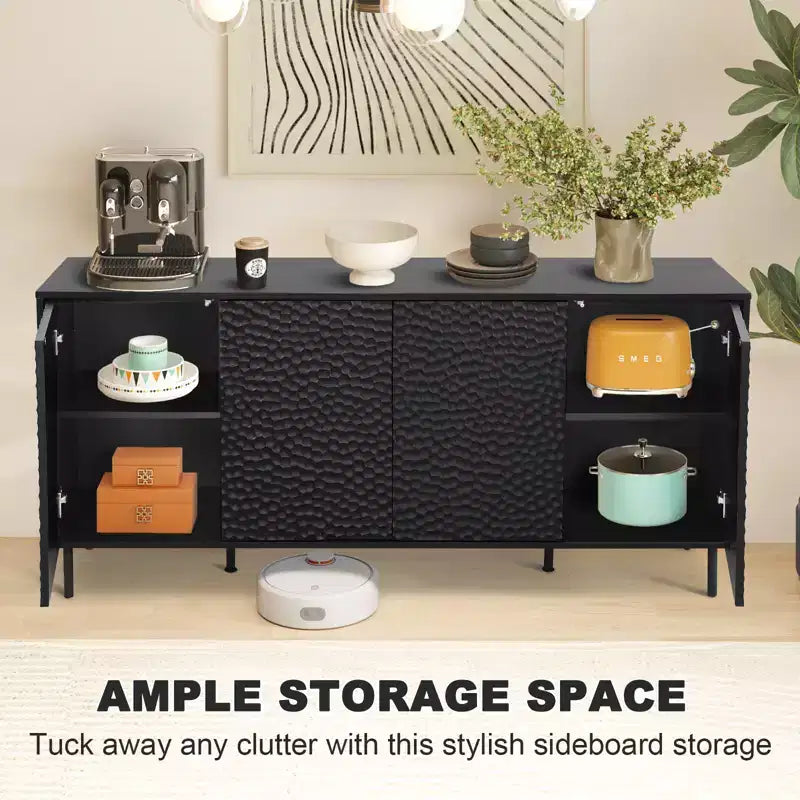 Bestier Mid-Century Sideboard with Ample Storage & Raised Legs for Easy Cleaning