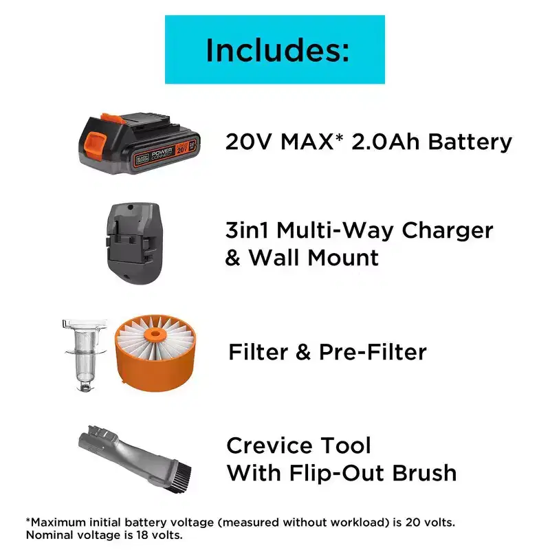 Black & Decker BSV2020P 20V MAX POWERSERIES Extreme Cordless Stick Vacuum Cleaner Kit (2 Ah)