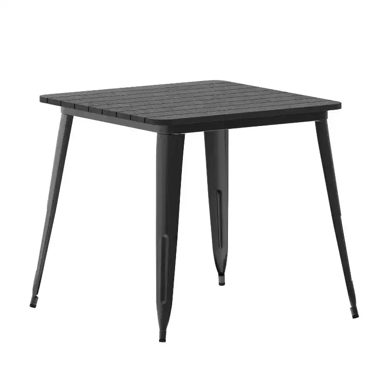 Merrick Lane Indoor/Outdoor Dining Table, 31.5 Square All Weather Poly Resin Top with Steel Base