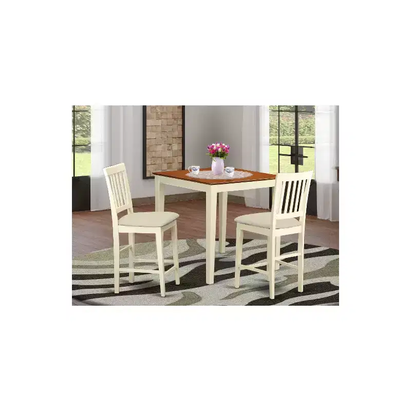 Counter Height Table Set 3pc - Modern Square Dining Table & Stools
