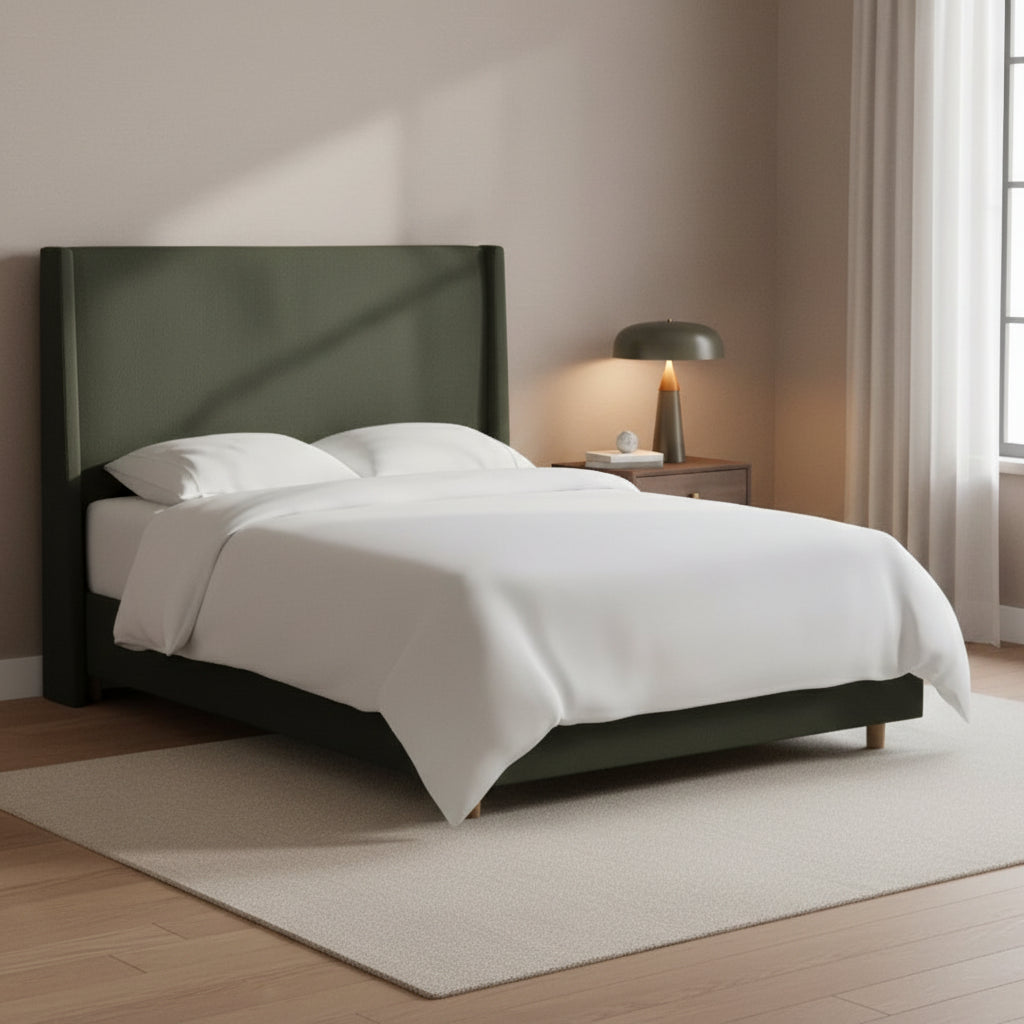Upholstered Wingback Bed in Velvet