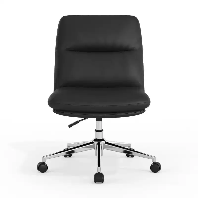 Emma and Oliver Mid-Back Armless Swivel Office Chair with Wheels, Padded Upholstered Back/Seat, Adjustable Height, and Sturdy Frame