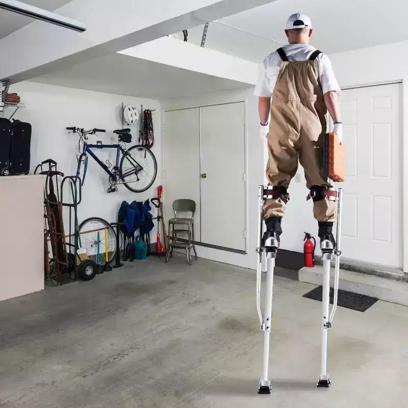 VEVOR Drywall Stilts, 36''-50'' Adjustable Aluminum Tool Stilts with Protective Knee Pads, Non-slip Work Stilts for Sheetrock Painting, Silver
