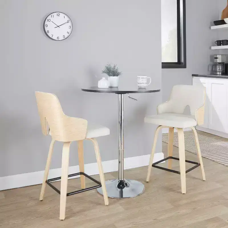 Set of 2 Stella Counter Height Barstools: Swivel, Full Back, Upholstered - LumiSource