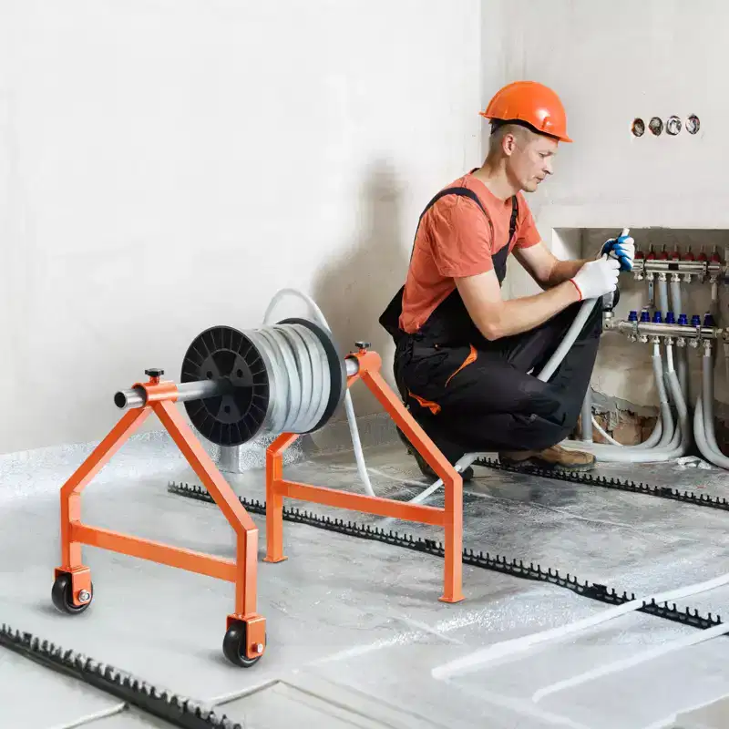 VEVOR Wire Spool Rack, 220 lbs Load Capacity, Portable Cable Caddy, Moveable Wire Rack with Wheels, Spool Holder, Up to 29.9 in Diameter,Orange
